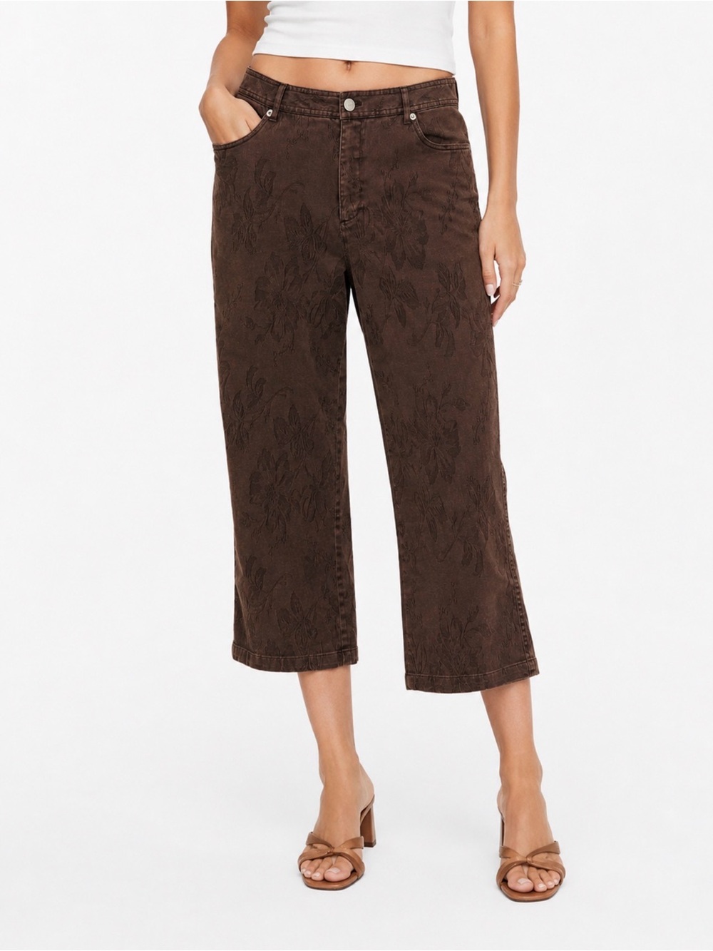 $88 🤎 Peck & Peck Weekend Floral Crop Pants – Size 10 - Picture 5 of 5